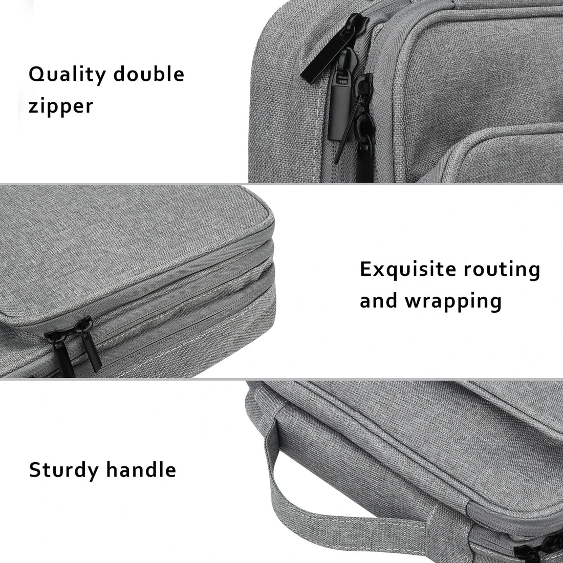 Three Layer Electronic Accessories Organizer, Storage Bag with Cable