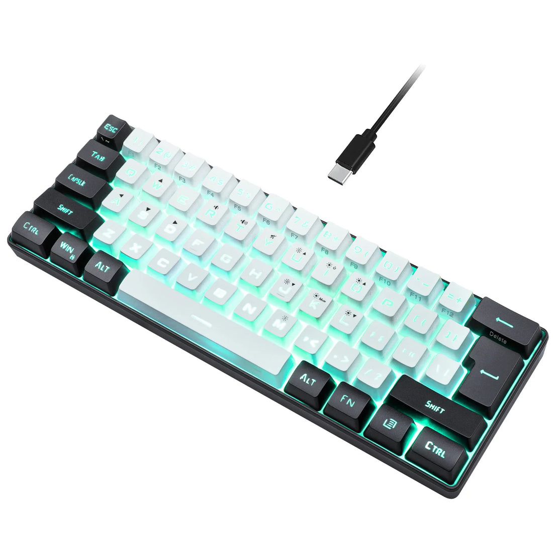 60% wired gaming keyboard, RGB backlight ultra compact mini keyboard