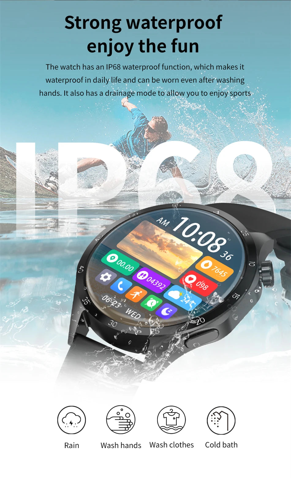 New Men Watch 4 Pro 1.43 inch 360*360 AMOLED HD Screen Bluetooth