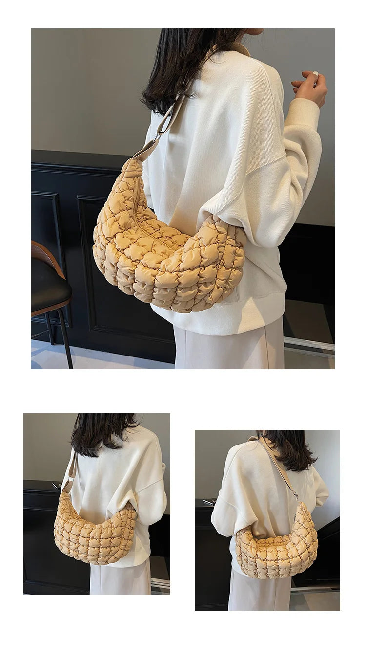 Autumn and winter cloud bag, female personality diamond grid shoulder bag