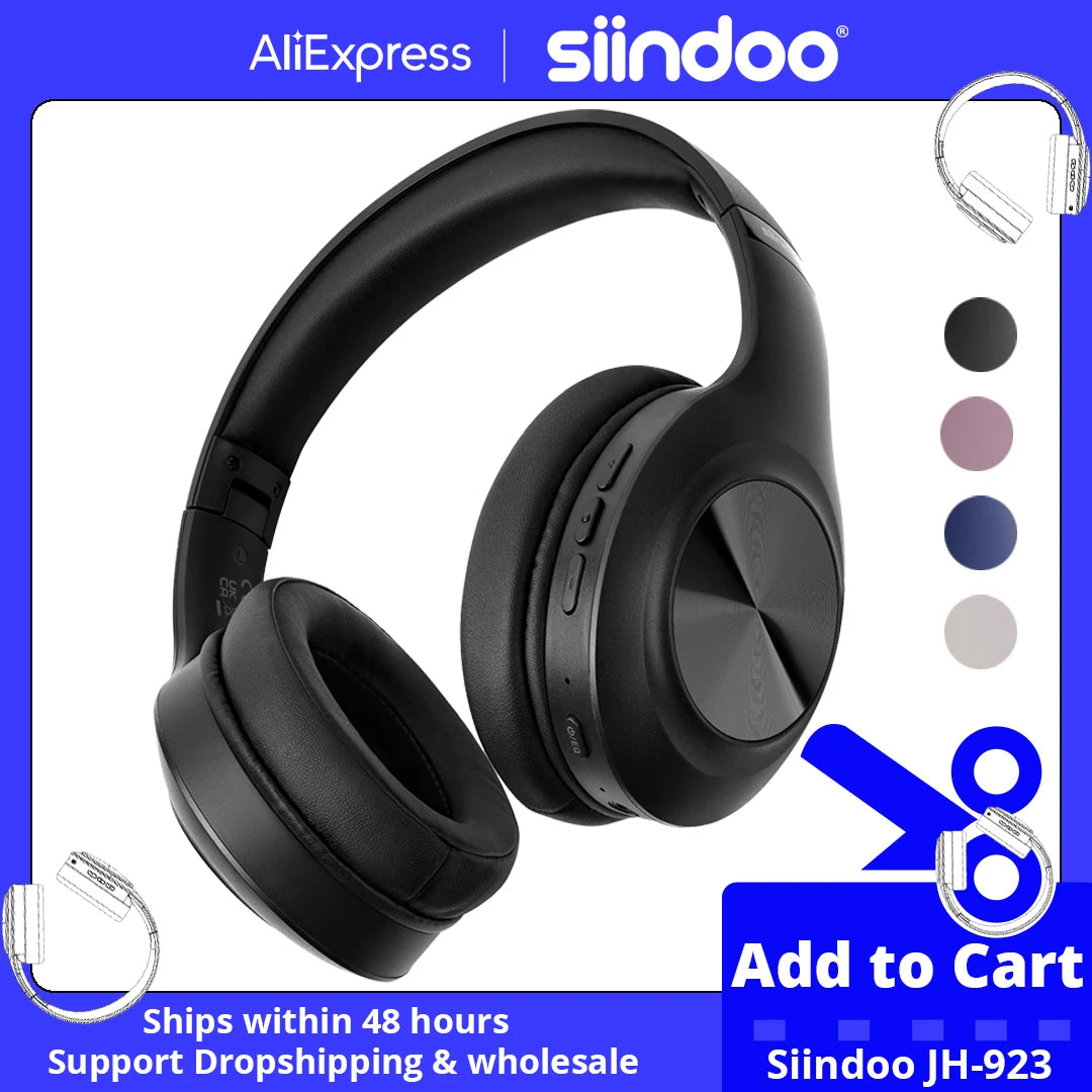 Siindoo JH-923 Wireless Headphones Over Ear,Foldable Bluetooth Headsets