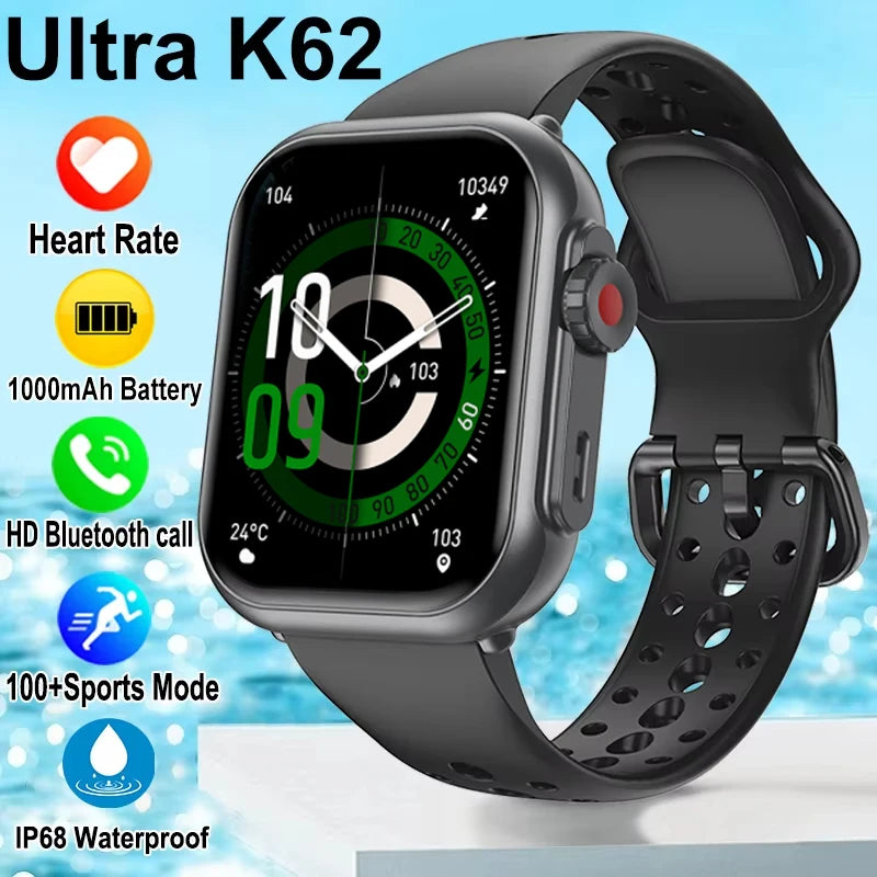 New 1000mAh Battery AMOLED Smart Watch Ultra K62 Men Women