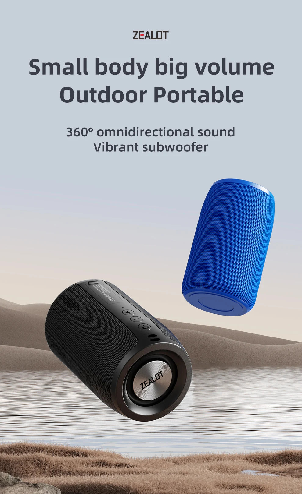 Zealot_S32 Mini Portable Speaker with TWS, Bluetooth 5.3, Balanced Bass