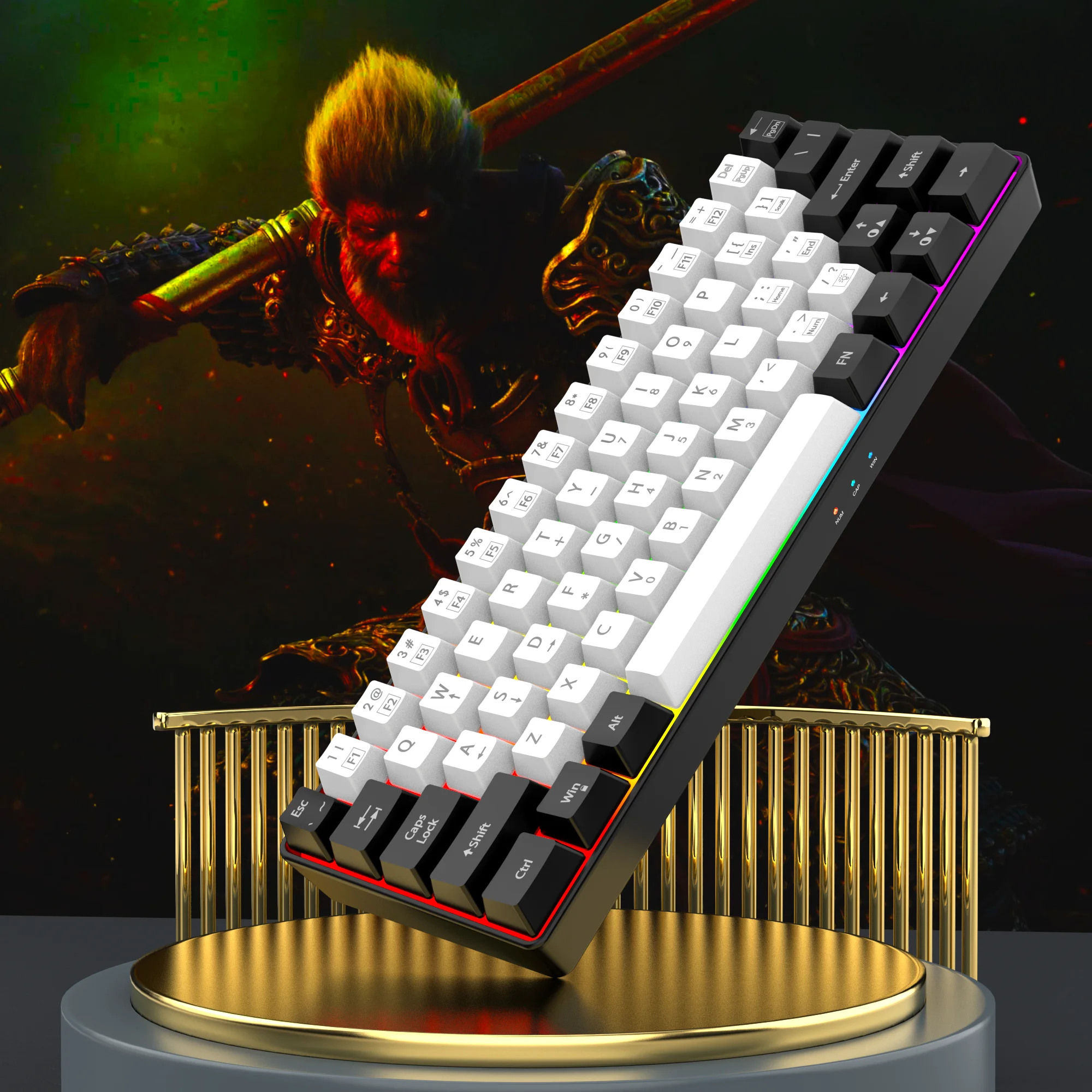 60% wired gaming keyboard, RGB backlight ultra compact mini keyboard