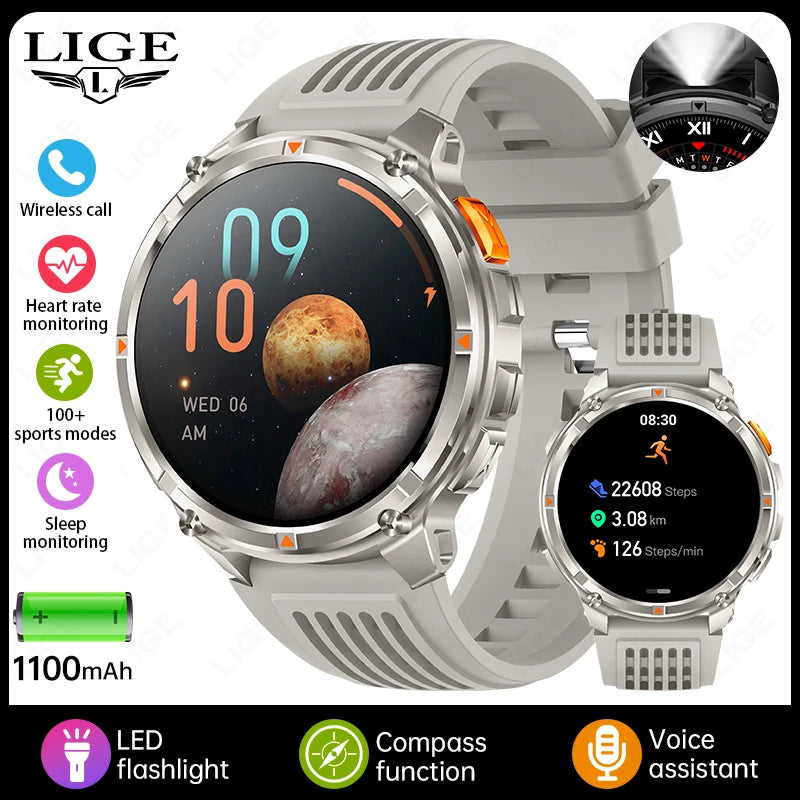 LIGE Outdoor Sports Smart Watch Men HD Screen 1100mAh Large Battery