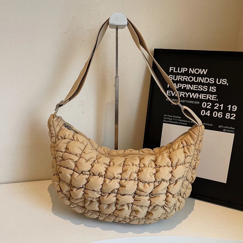 Autumn and winter cloud bag, female personality diamond grid shoulder bag