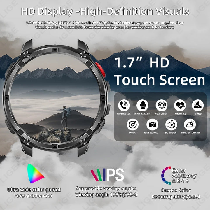 LIGE Outdoor Sports Smart Watch Men HD Screen 1100mAh Large Battery