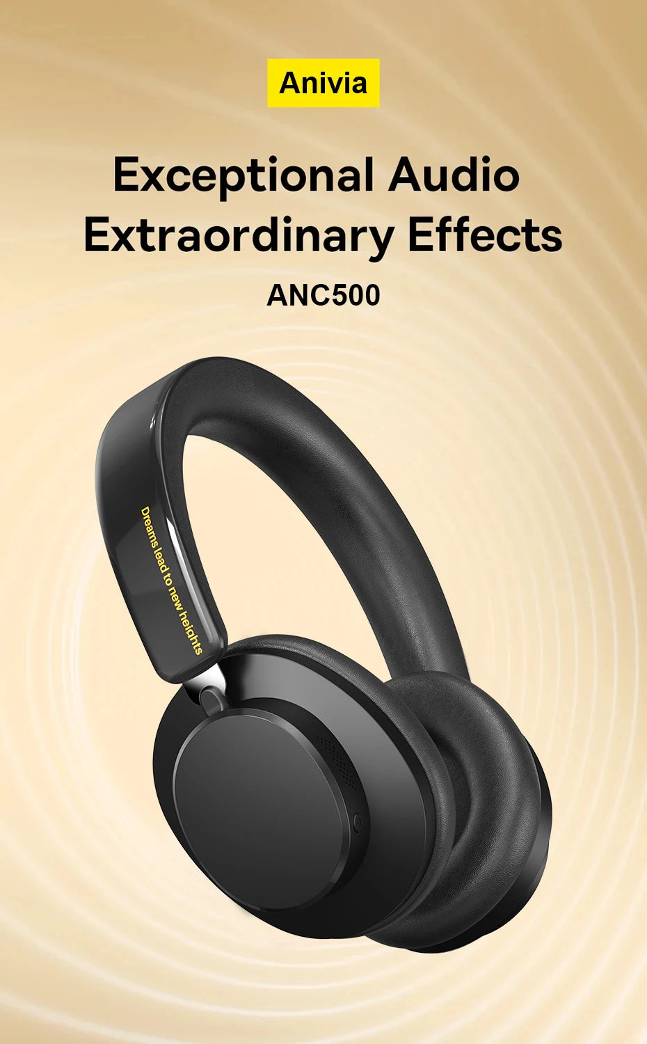 ANC Noise Cancelling Bluetooth 5.4 Over-Ear Headphones, 40mm Driver