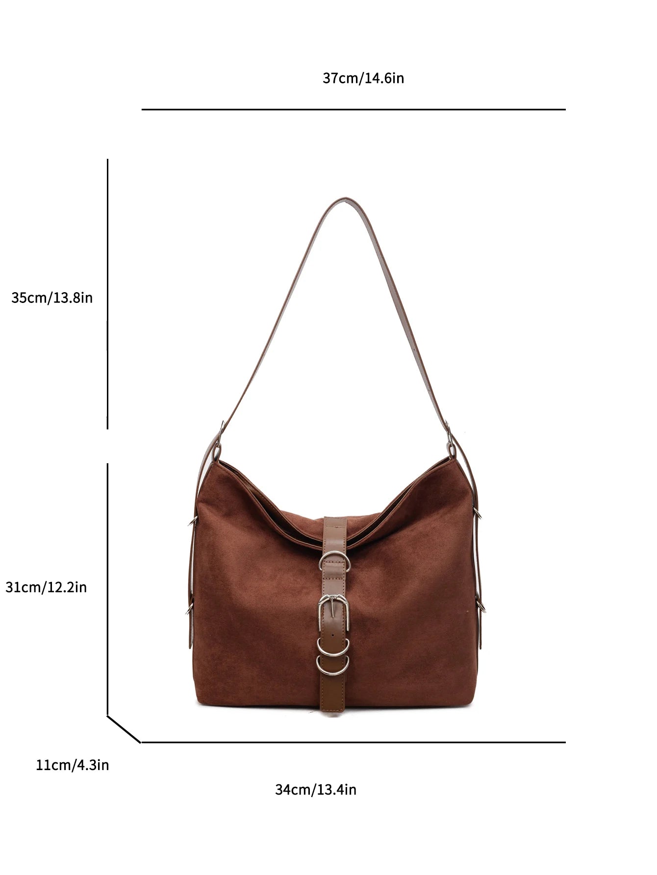 Women Autumn Winter Suede Shoulder Bag Lady Adjustable Strap Crossbody Bag