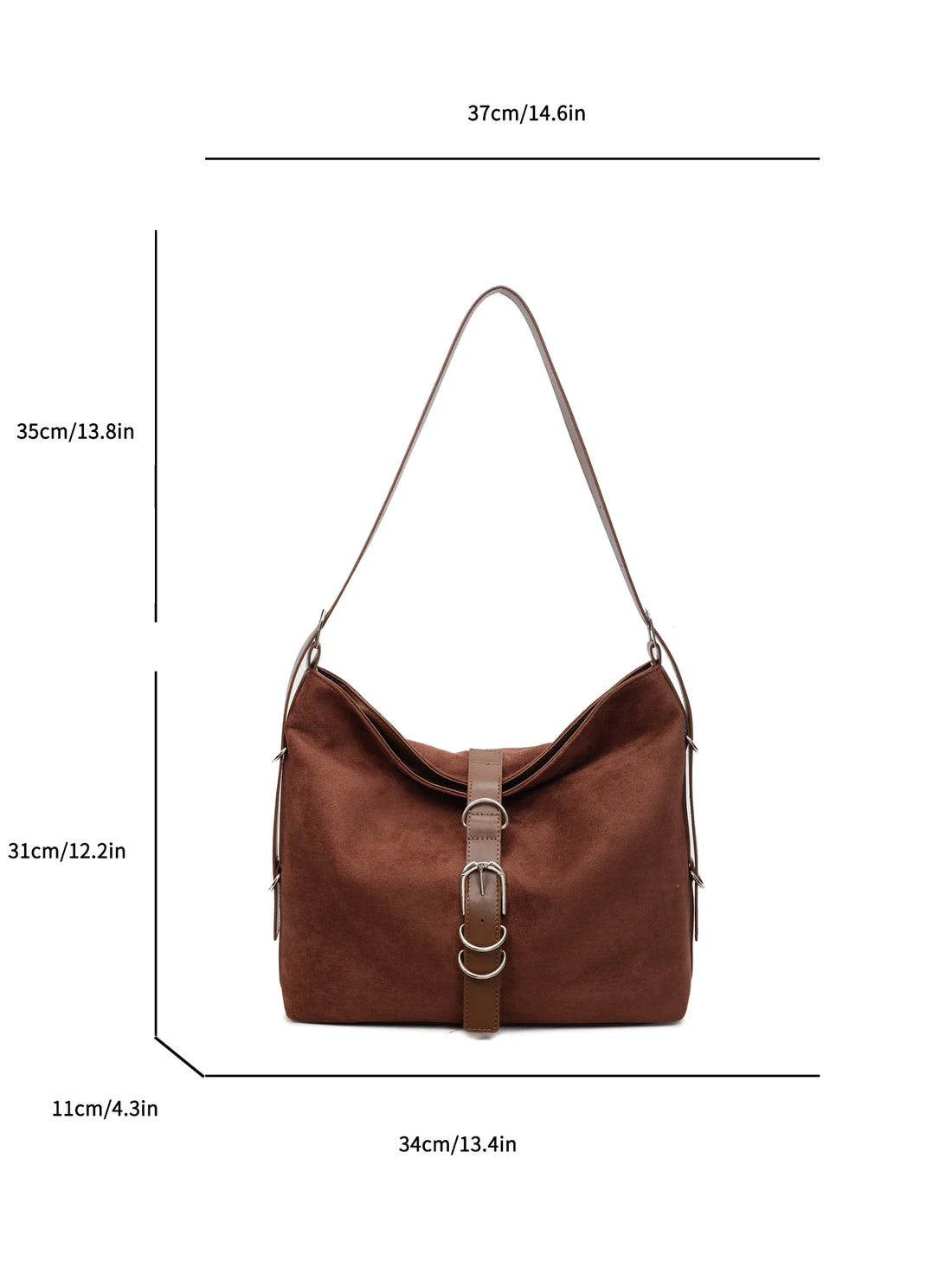 Women Autumn Winter Suede Shoulder Bag Lady Adjustable Strap Crossbody Bag