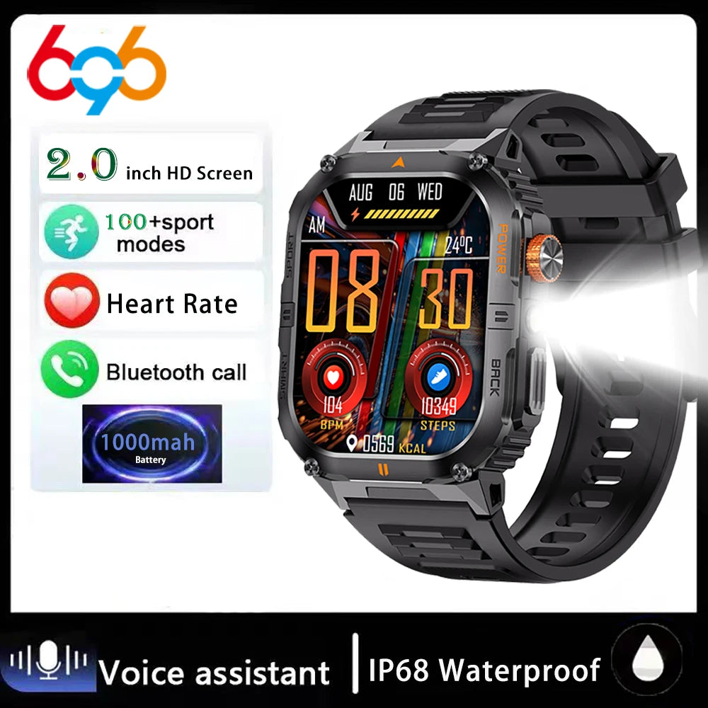 Newest Clock Outdoor Sports Smart Watch LED Flashlight Waterproof Heart