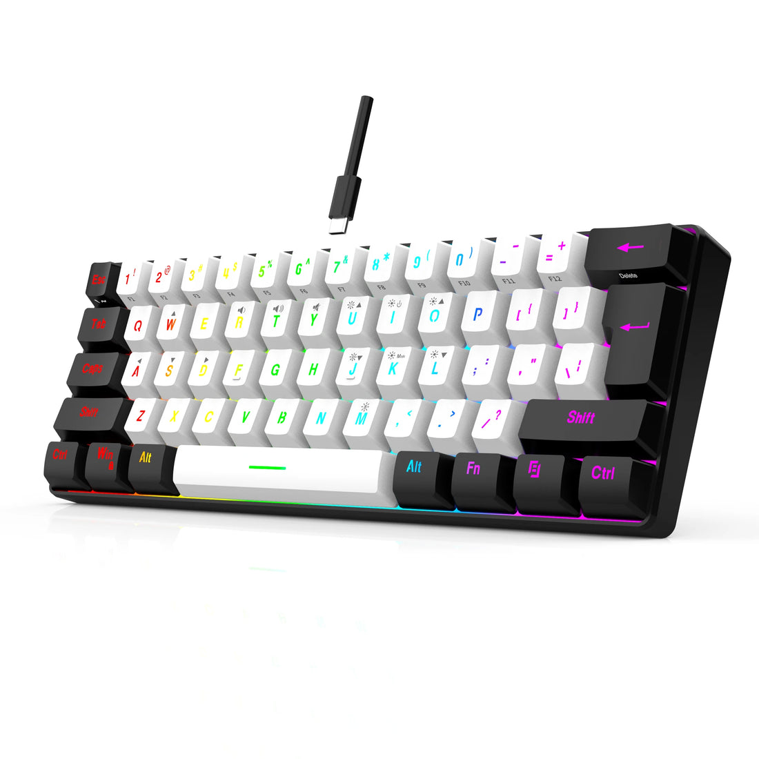 60% wired gaming keyboard, RGB backlight ultra compact mini keyboard