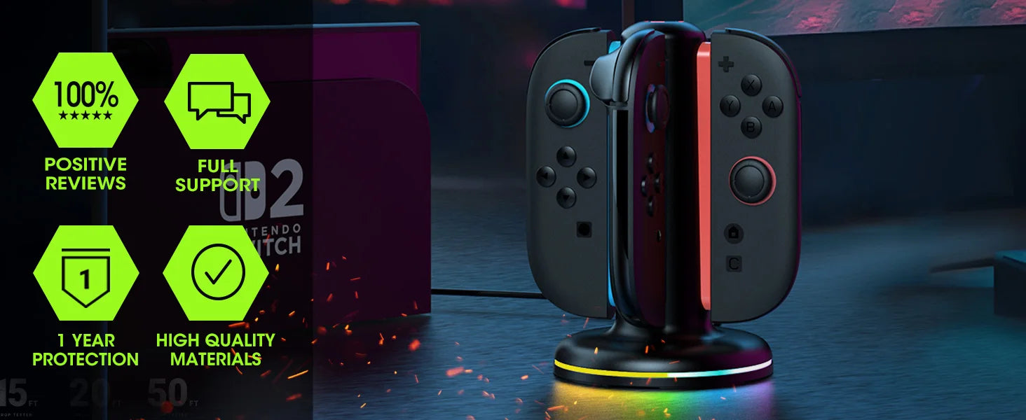 For NS 2 Magnetic 4-in-1 Charger Station for Switch 2 Joy con Accessories
