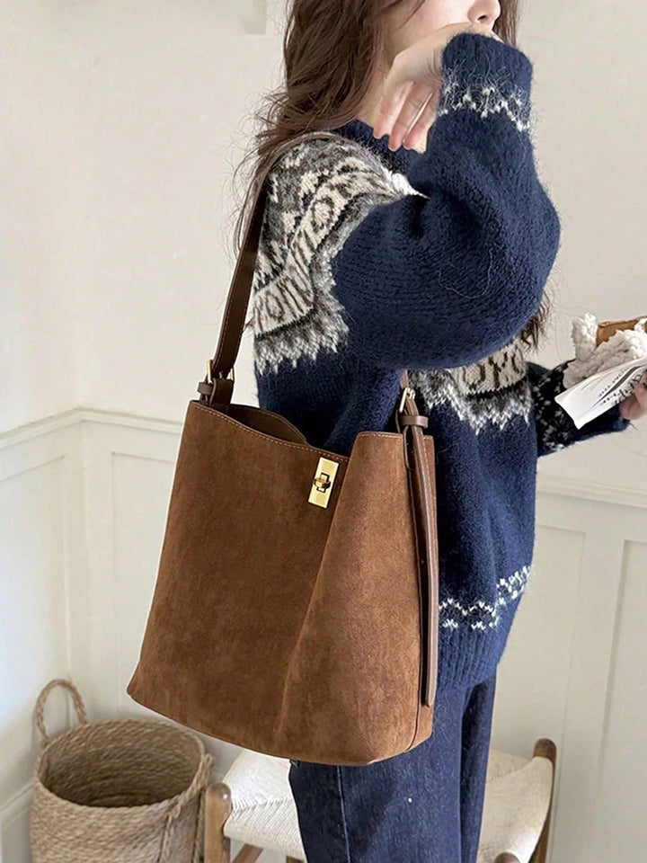 New Autumn/Winter Retro Suedette Crossbody Bag Large Capacity Shoulder