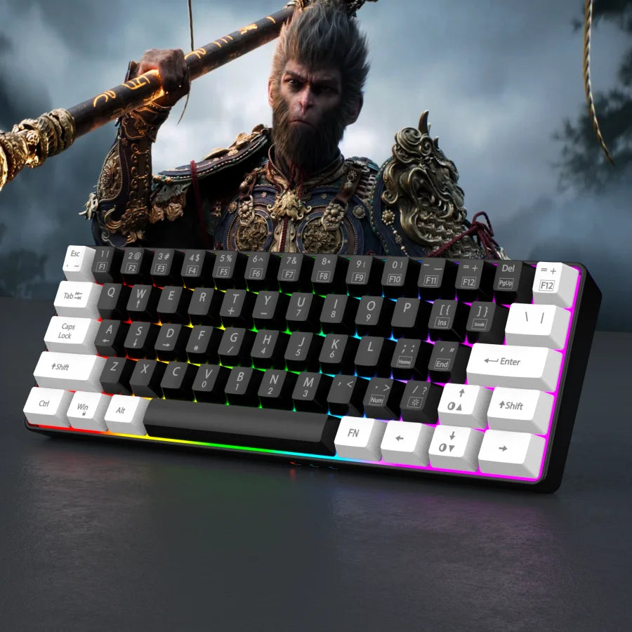 60% wired gaming keyboard, RGB backlight ultra compact mini keyboard