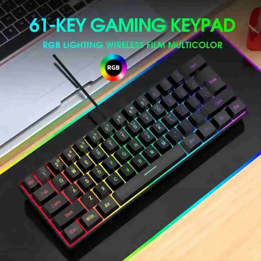 60% wired gaming keyboard, RGB backlight ultra compact mini keyboard