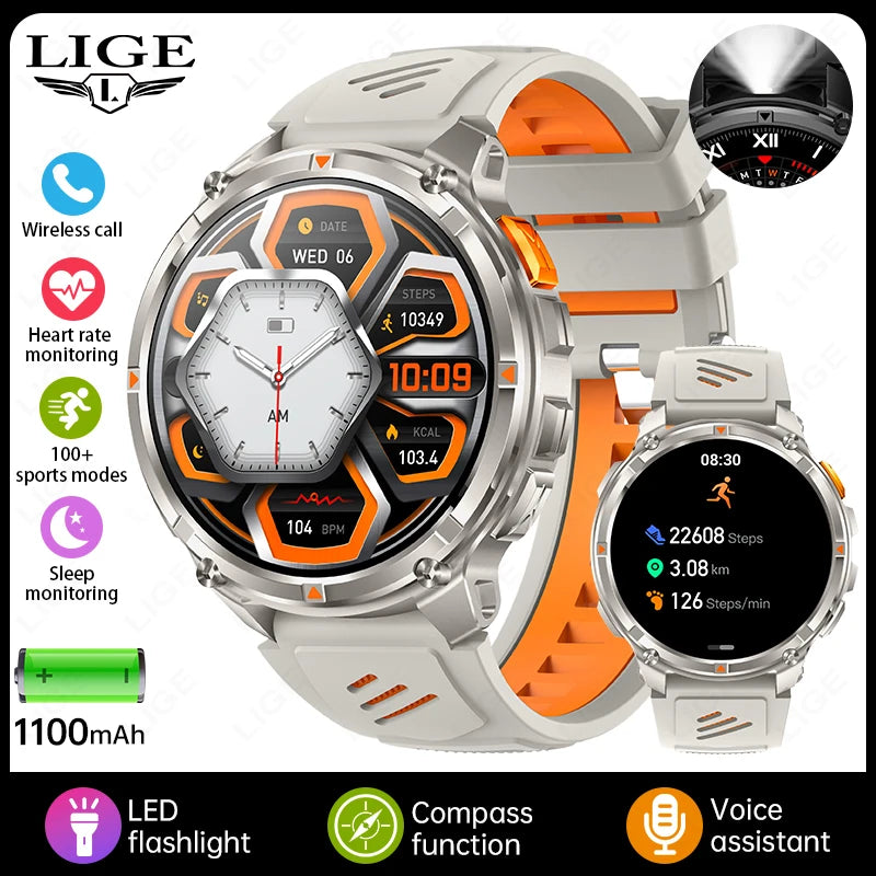 LIGE Outdoor Sports Smart Watch Men HD Screen 1100mAh Large Battery