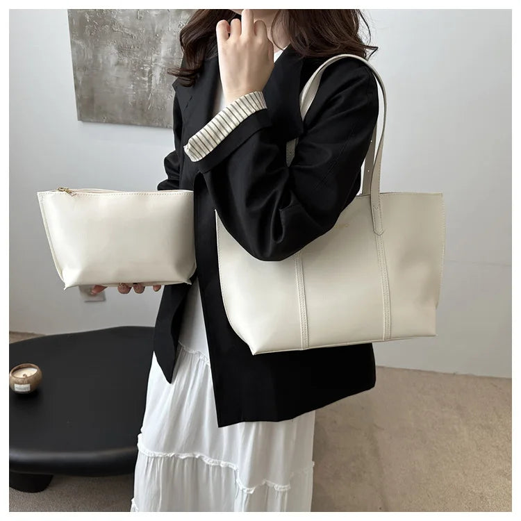 Large Capacity Women's Bag Soft Leather Tote Bags Casual Versatile Single