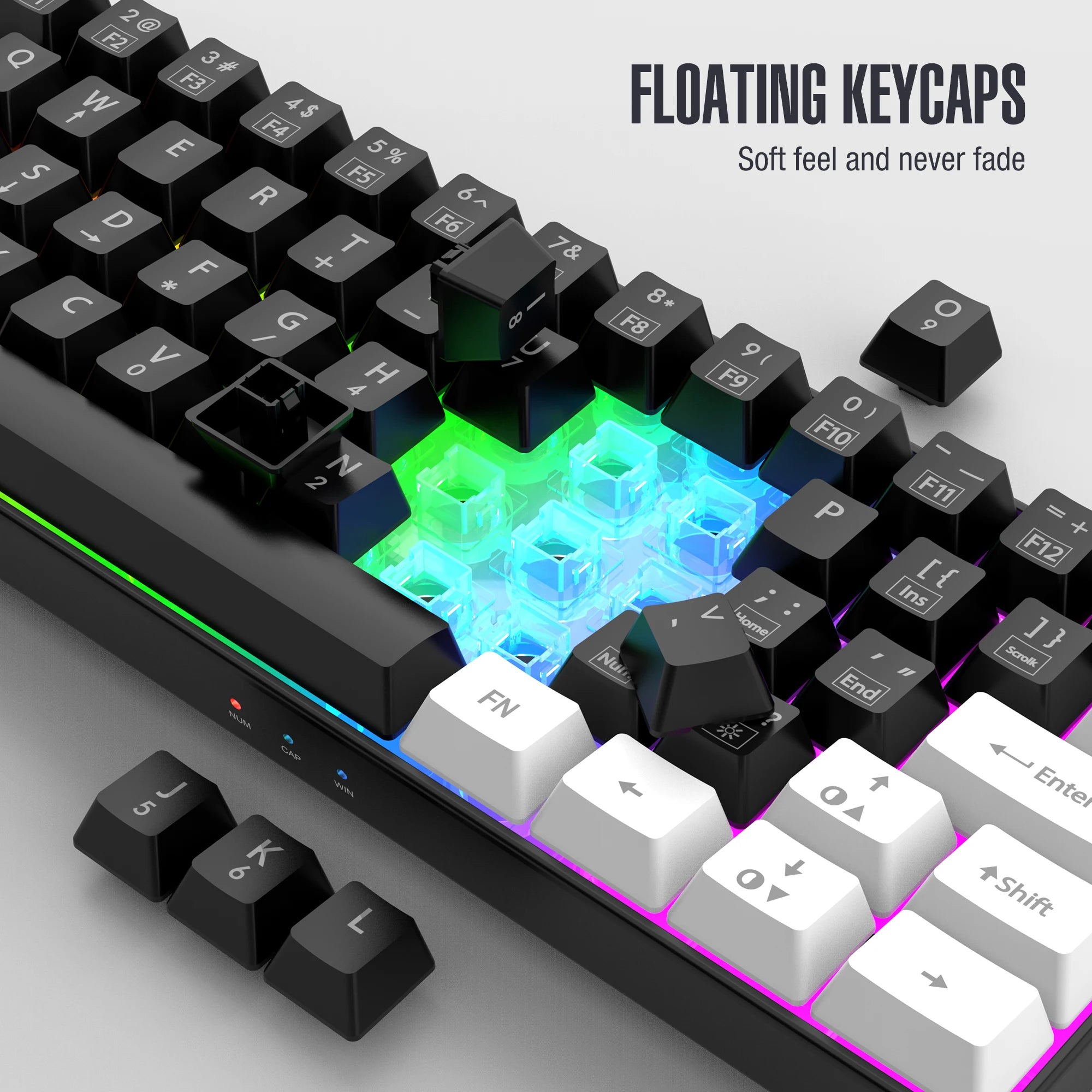 60% wired gaming keyboard, RGB backlight ultra compact mini keyboard