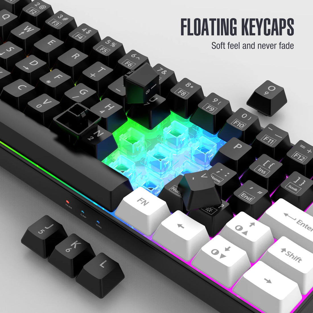 60% wired gaming keyboard, RGB backlight ultra compact mini keyboard