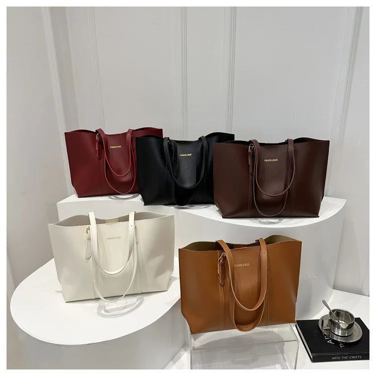 Large Capacity Women's Bag Soft Leather Tote Bags Casual Versatile Single