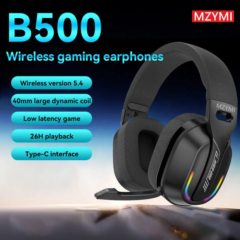 MZYMI Foldable Over Ear Headset B500 RGB Wireless Gaming Earphone Low