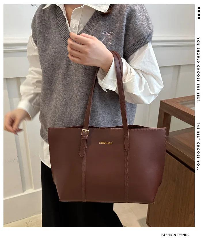 Large Capacity Women's Bag Soft Leather Tote Bags Casual Versatile Single