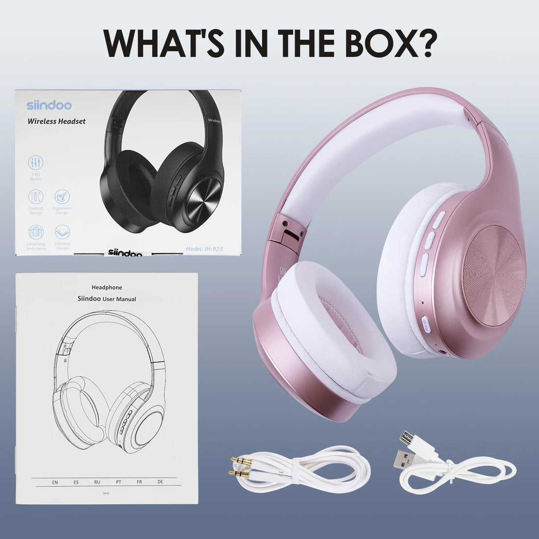 Siindoo JH-923 Wireless Headphones Over Ear,Foldable Bluetooth Headsets