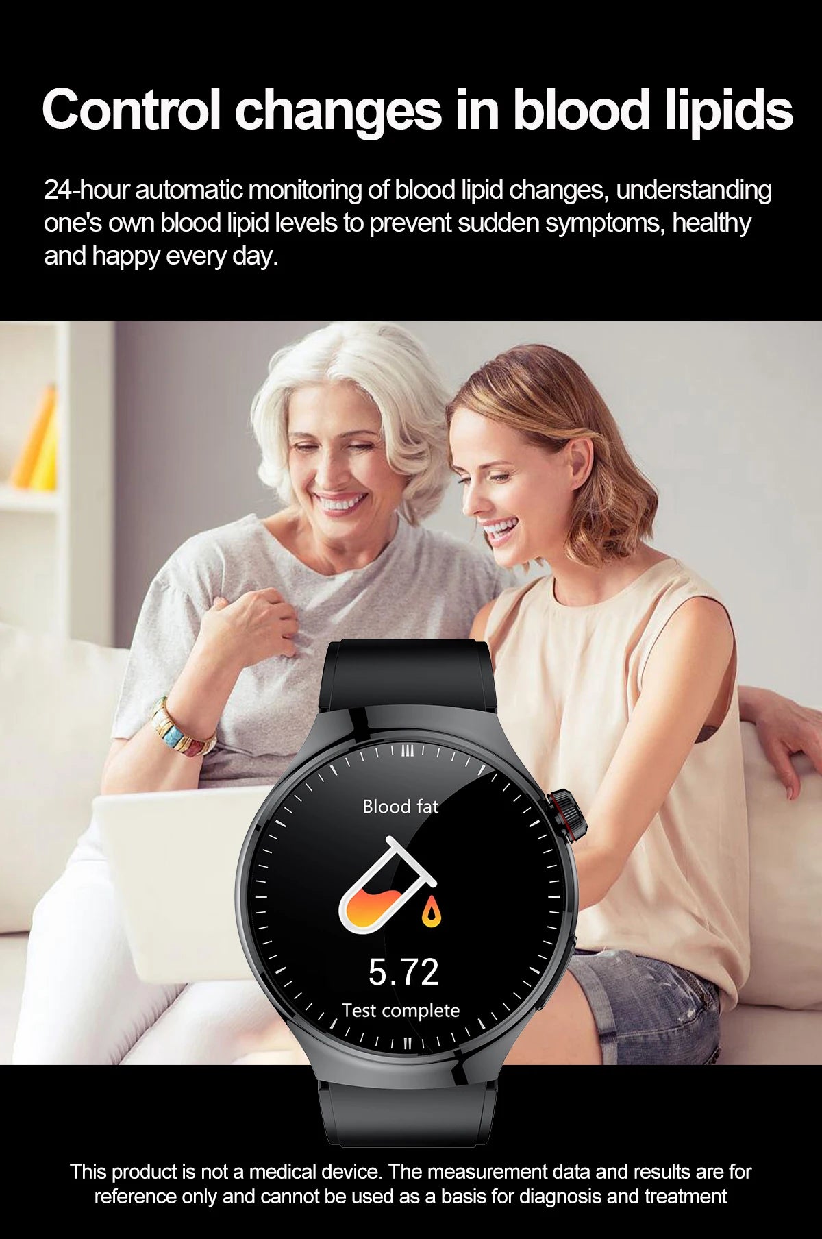 New Nursing Grade Smart Watch Blood oxygen Blood Lipid Uric Acid ECG+PPG