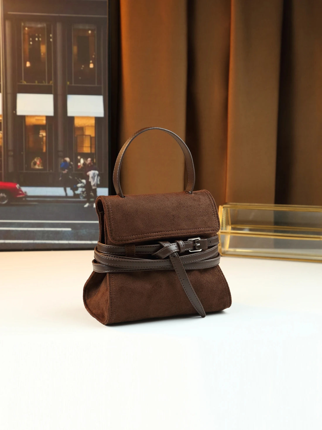 Autumn and winter fashion suede strap design shoulder crossbody small