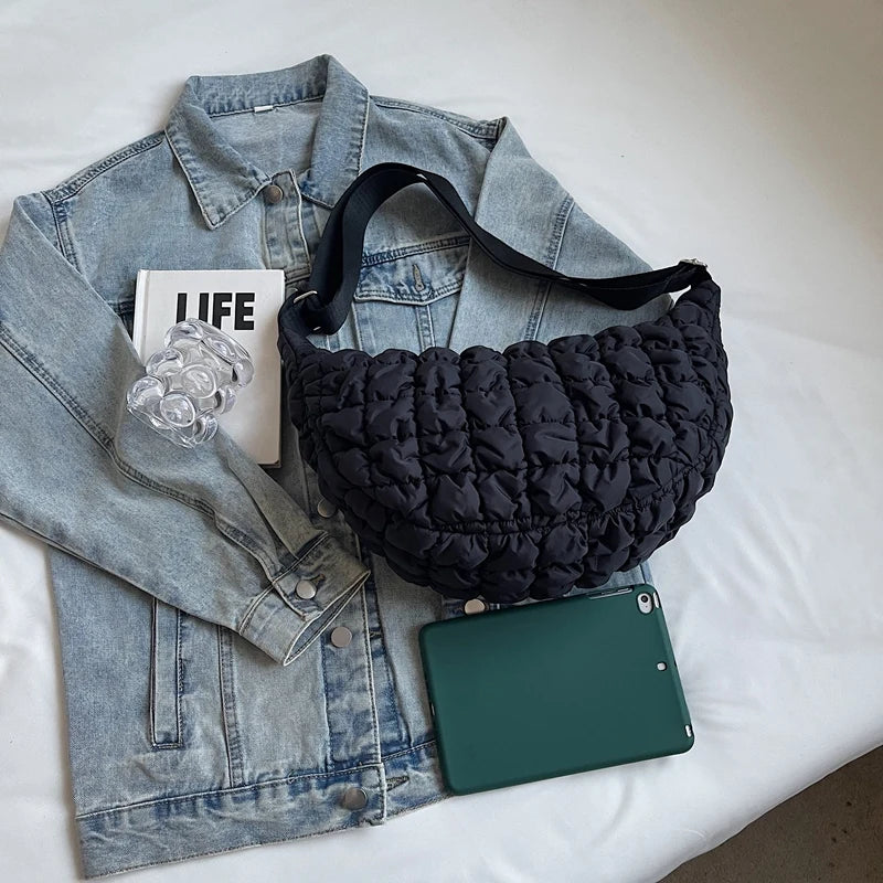 Autumn and winter cloud bag, female personality diamond grid shoulder bag