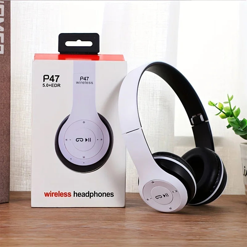 Foldable P47 Bluetooth 5.0 Wireless Headphones with Mic & USB Adaptor