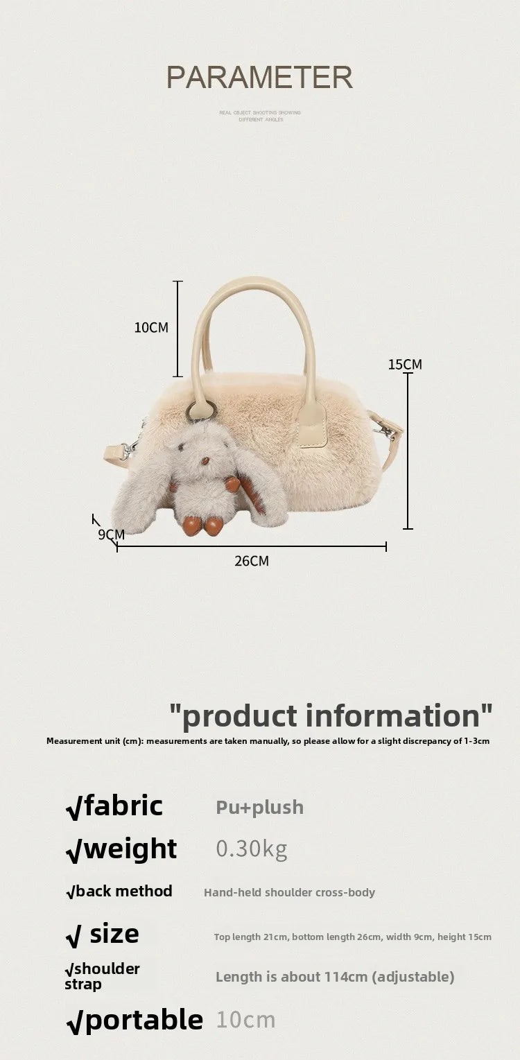 Faux Fur Shoulder Crossbody Bag Plush Woman Handbag Winter Fashion Pillow