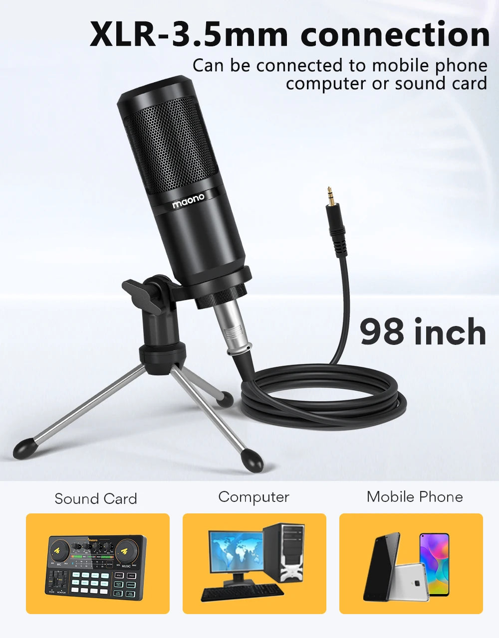 Maono PM360TR Condenser Microphone Podcast Microphone 3.5mm Mic