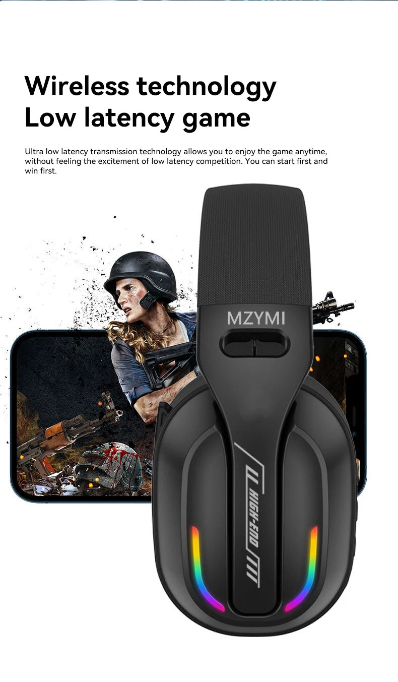 MZYMI Foldable Over Ear Headset B500 RGB Wireless Gaming Earphone Low