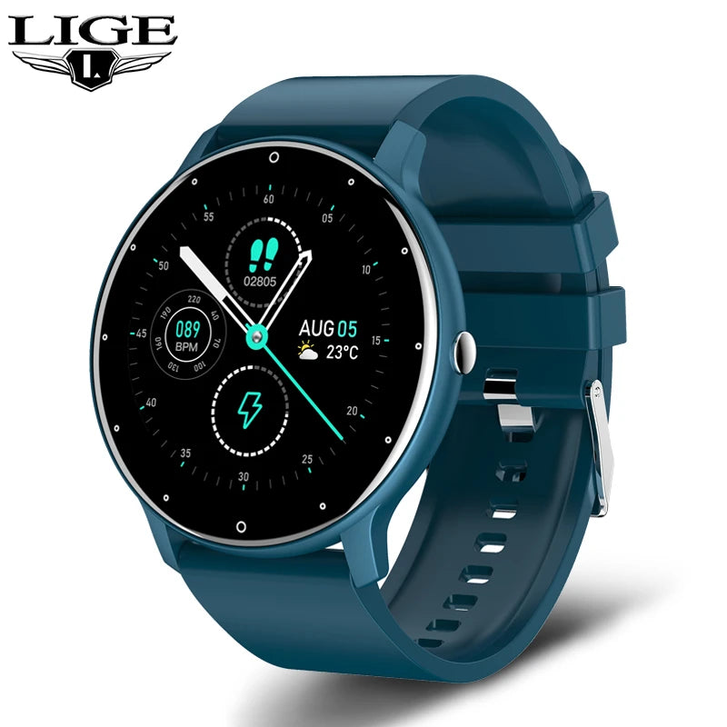 LIGE New Smart Watch Men Full Touch Screen Sport Fitness Watch IP67