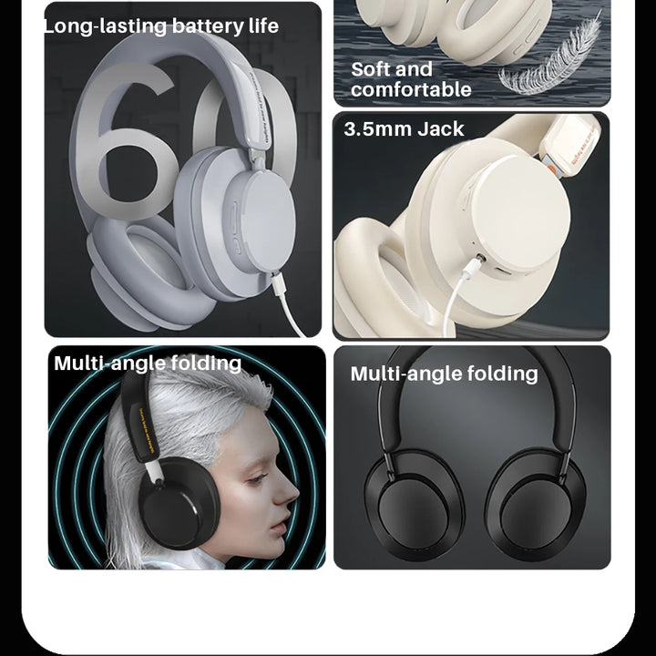 ANC Noise Cancelling Bluetooth 5.4 Over-Ear Headphones, 40mm Driver