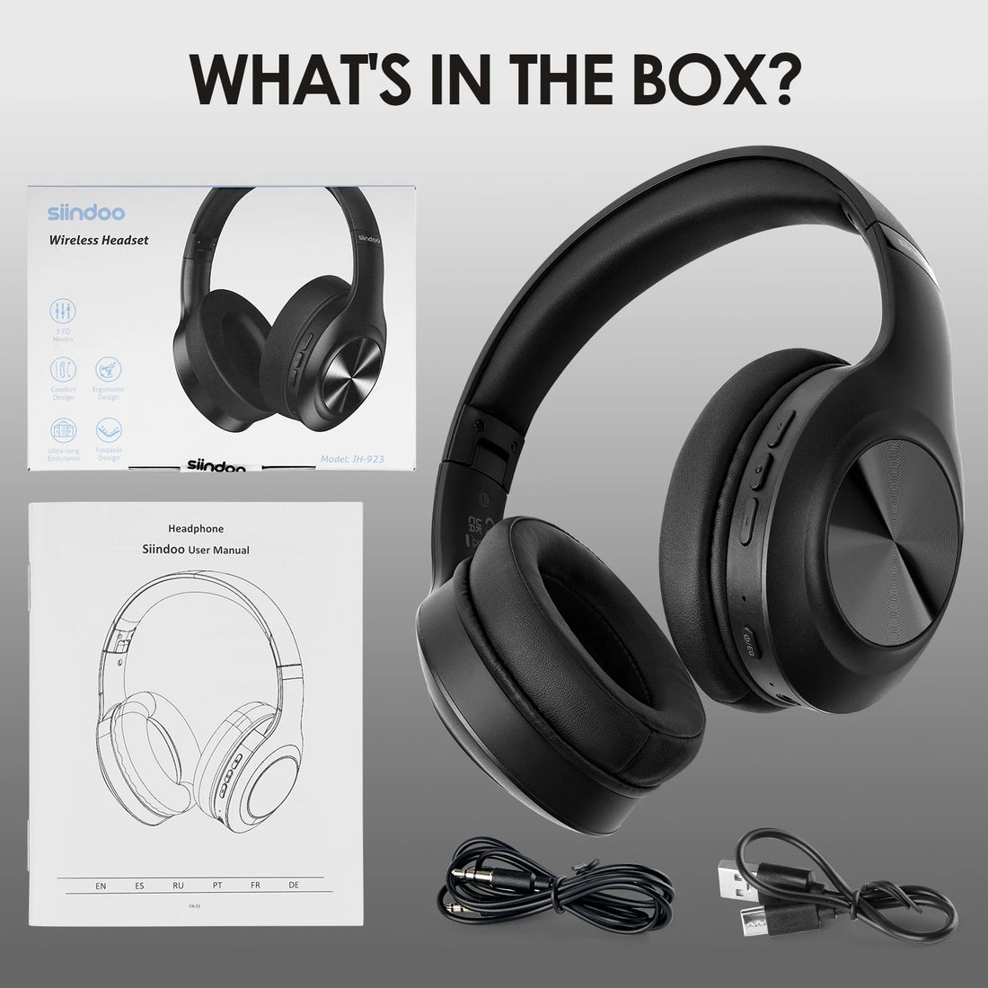 Siindoo JH-923 Wireless Headphones Over Ear,Foldable Bluetooth Headsets