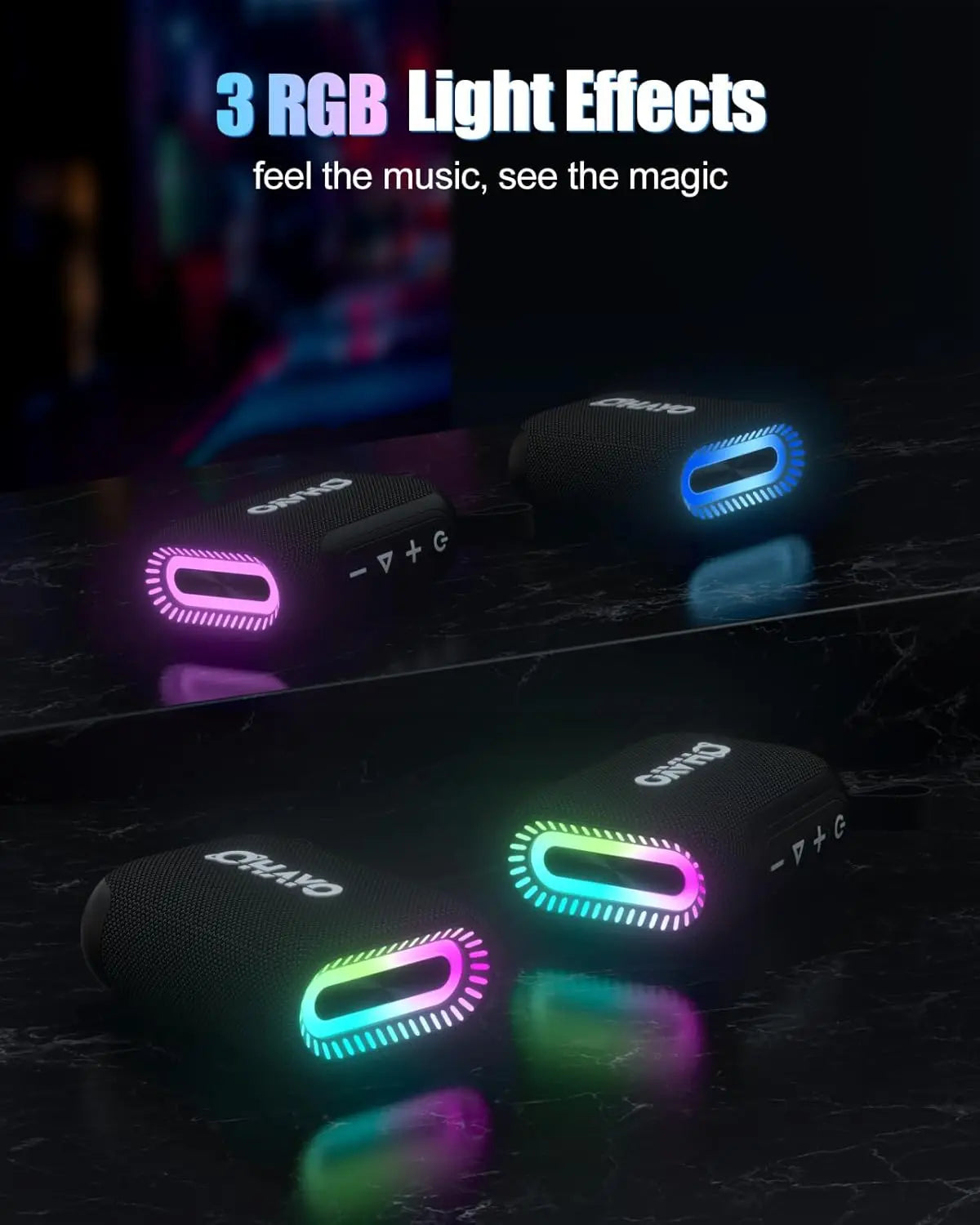 OHAYO Bluetooth Speaker Small Music Box Bluetooth 5.3 with RGB Light