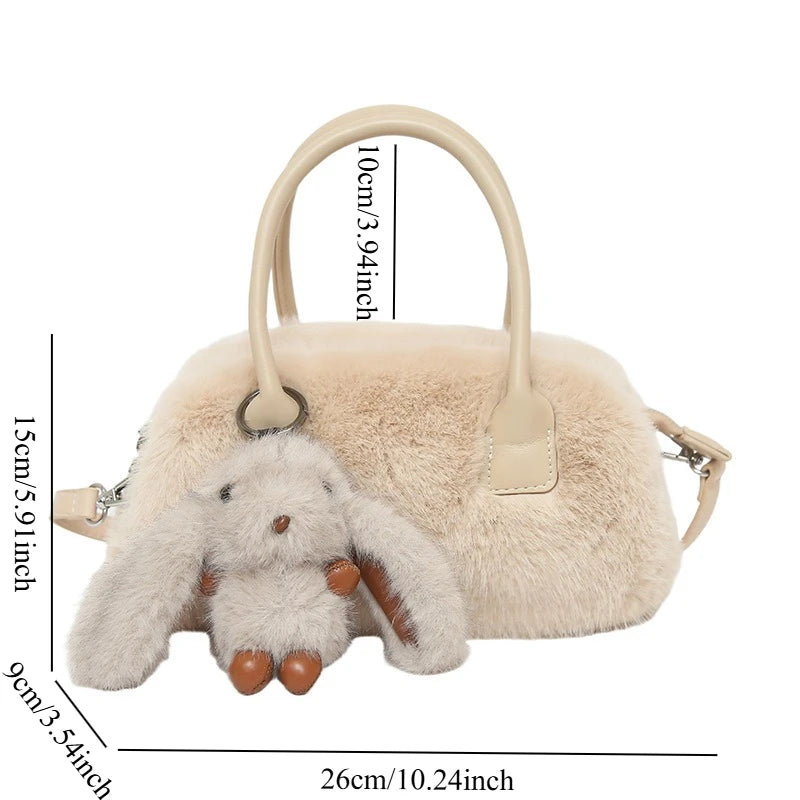 Faux Fur Shoulder Crossbody Bag Plush Woman Handbag Winter Fashion Pillow