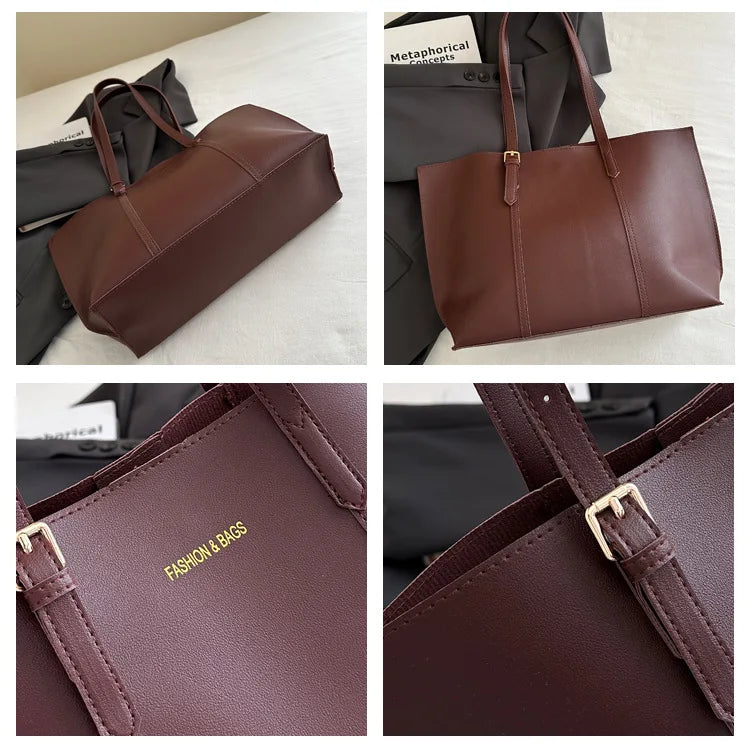 Large Capacity Women's Bag Soft Leather Tote Bags Casual Versatile Single