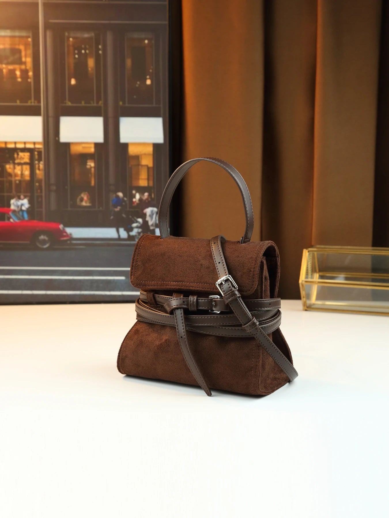 Autumn and winter fashion suede strap design shoulder crossbody small