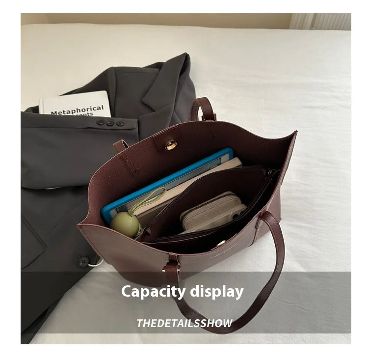 Large Capacity Women's Bag Soft Leather Tote Bags Casual Versatile Single