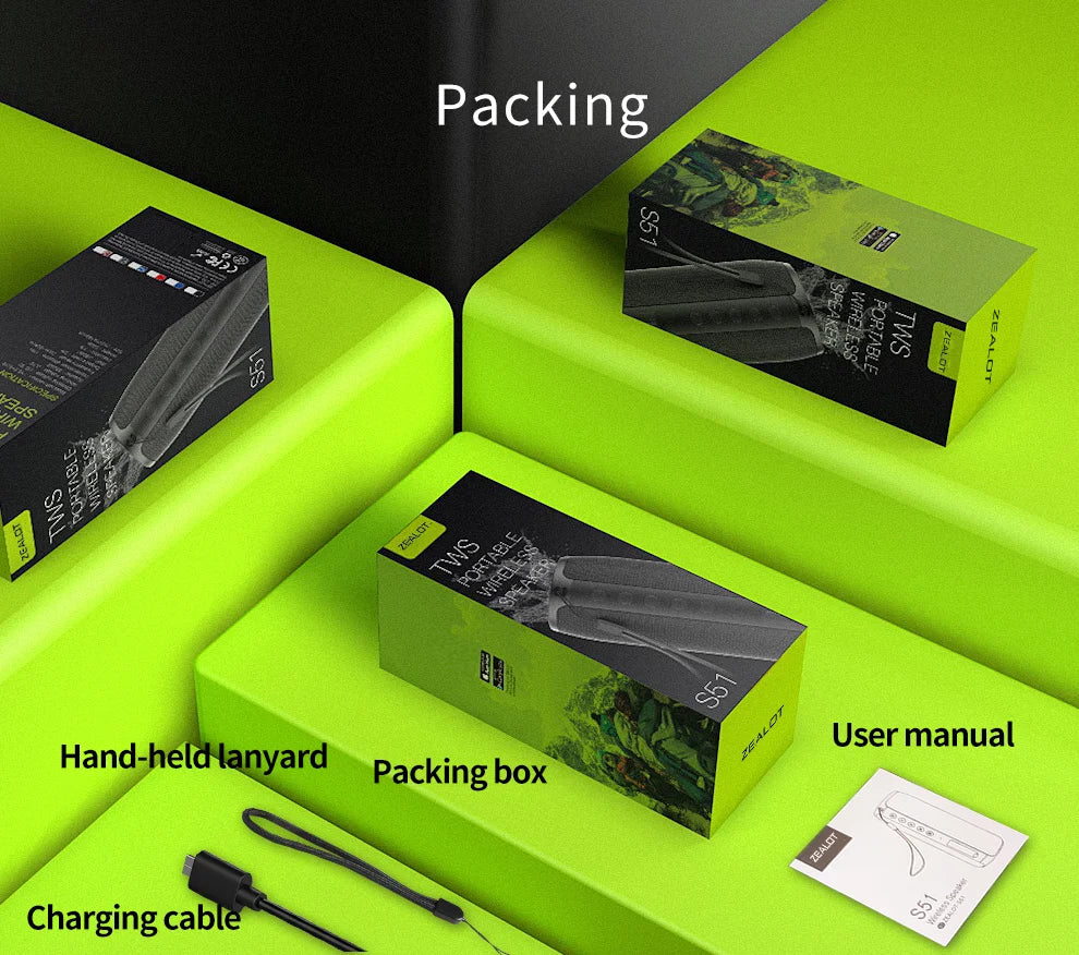 Portable Speaker S51 20W Power 1800mAh Battery 10 Hours Playtime