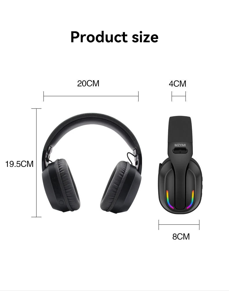 MZYMI Foldable Over Ear Headset B500 RGB Wireless Gaming Earphone Low