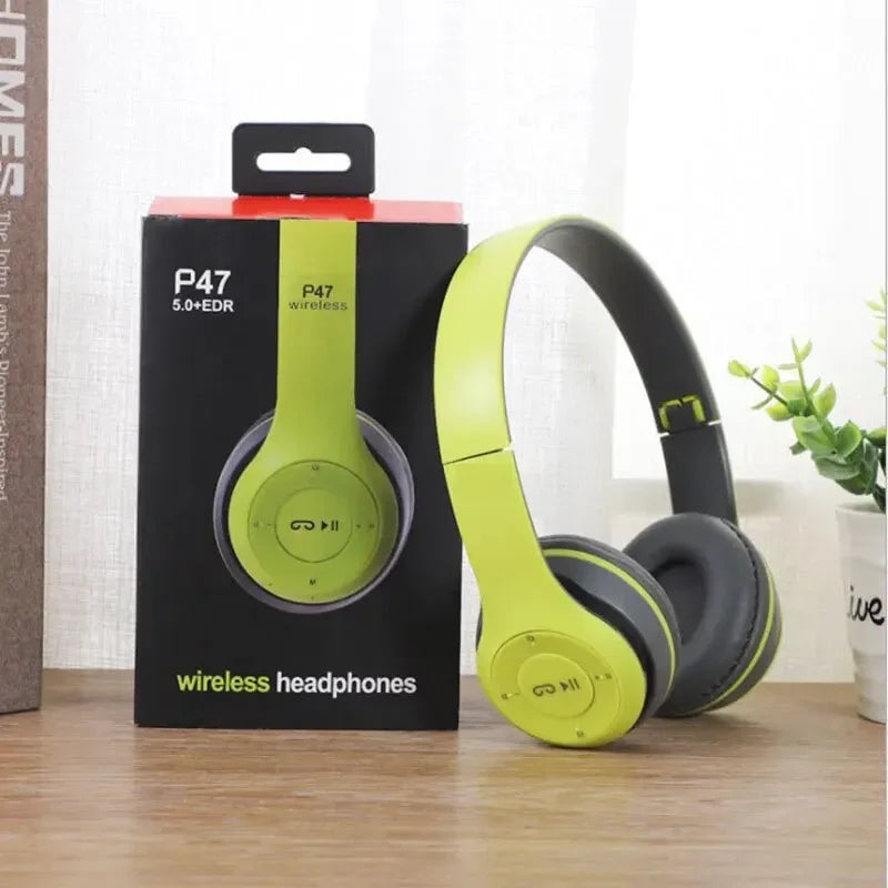 Foldable P47 Bluetooth 5.0 Wireless Headphones with Mic & USB Adaptor