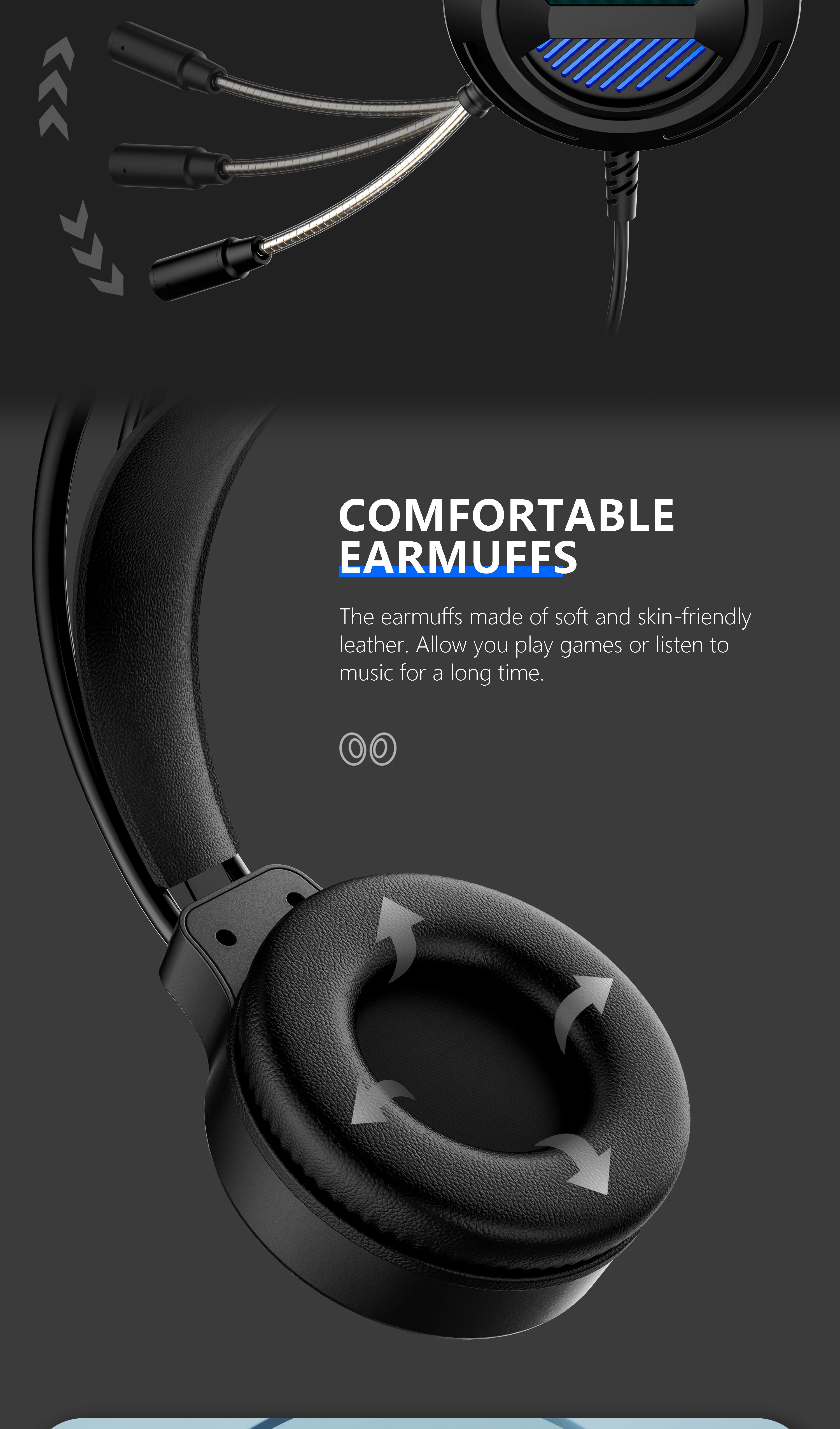 SW-G10 Gaming Headphones Wired RGB lighting USB Gaming Headphones