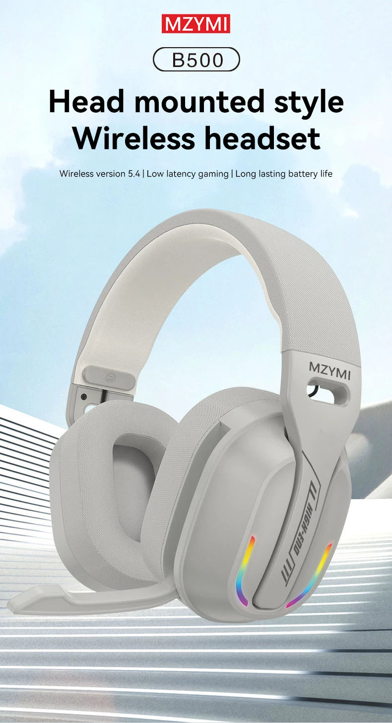 MZYMI Foldable Over Ear Headset B500 RGB Wireless Gaming Earphone Low