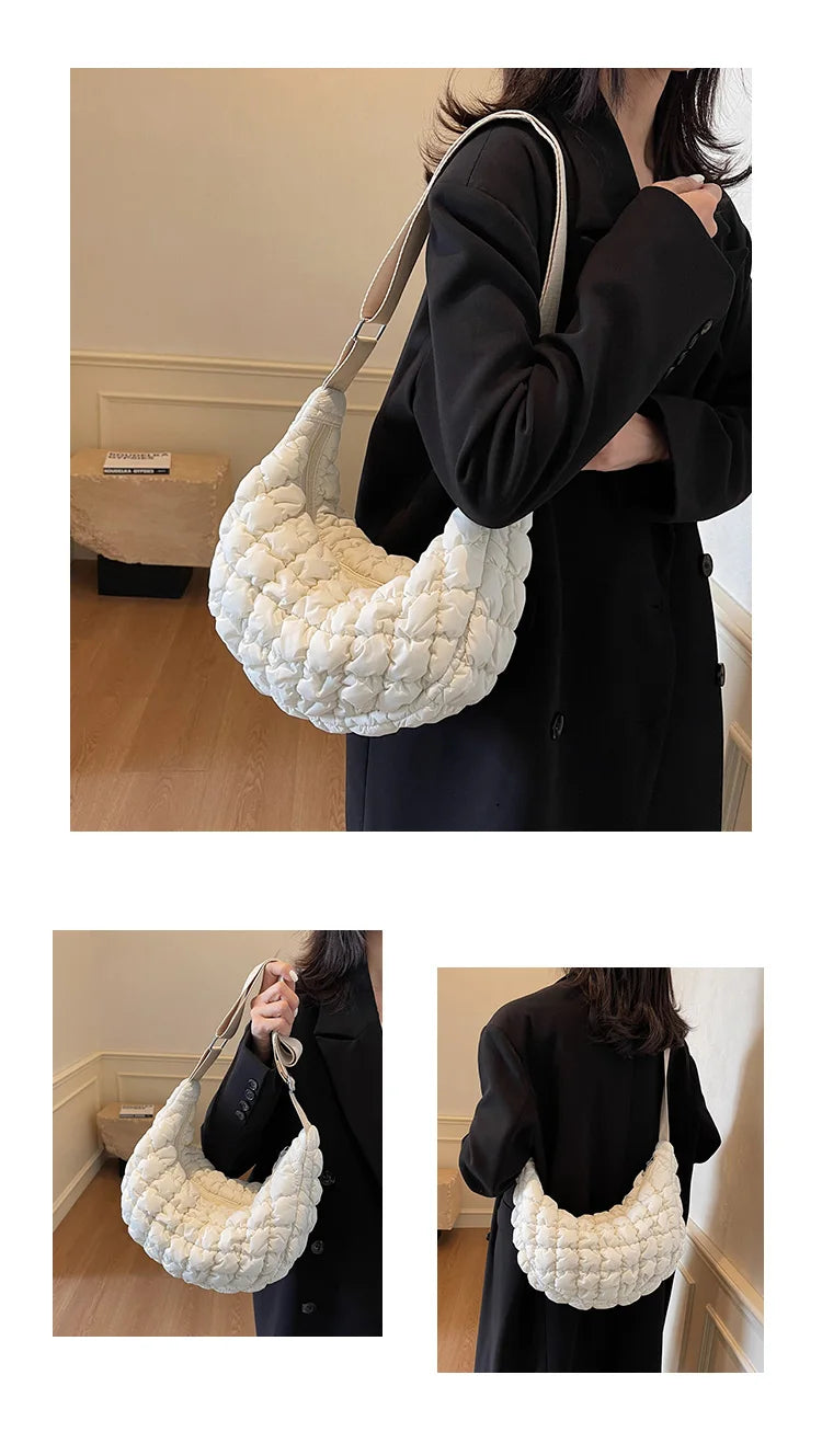 Autumn and winter cloud bag, female personality diamond grid shoulder bag