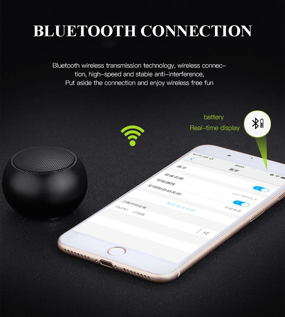 Bluetooth Wireless  5.3 Speaker Portable TWS Small Steel Gun Metal Heavy